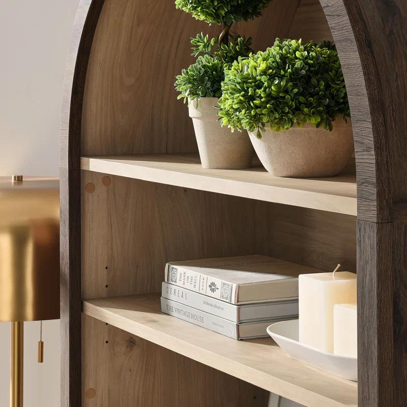 Modway Nolan 74" Tall Arched Storage Display Cabinet Bookshelf