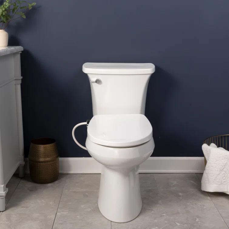 Bio Bidet by BEMIS Slim Zero Round Bidet Toilet Seat, Non-Electric, Dual Nozzles, Slow Close Lid and Night Light SLIMZEROR 000