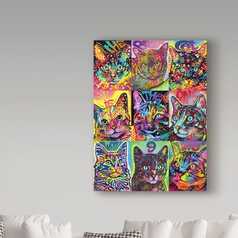 Trademark Fine Art 'Nine Up of Cats Graphic Art Print on Wrapped Canvas | Wayfair