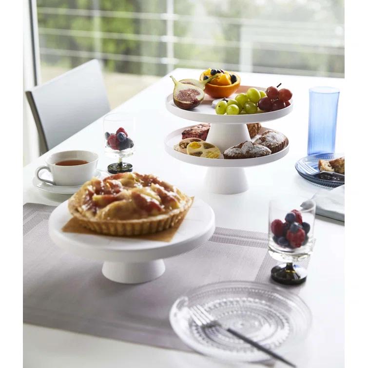 Yamazaki Home Yamazaki Home Plastic 9" Round, Stackable Cake And Dessert Stand, Plastic, Stackable