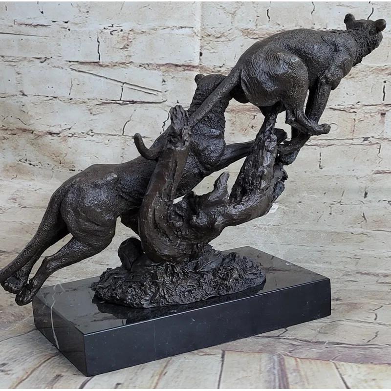 Bungalow Rose Henry Moore Cougar Jaguar Puma Wild Life Bronze Sculpture Statue Figurine Figure