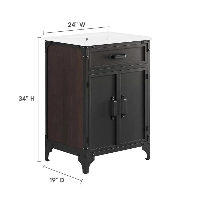 Modway Modway Steamforge 24.5'' Free Standing Single Bathroom Vanity with Ceramic Top