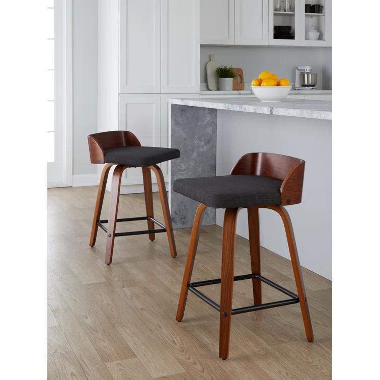 LumiSource Swivel Upholstered Counter Stool (Set of 2)