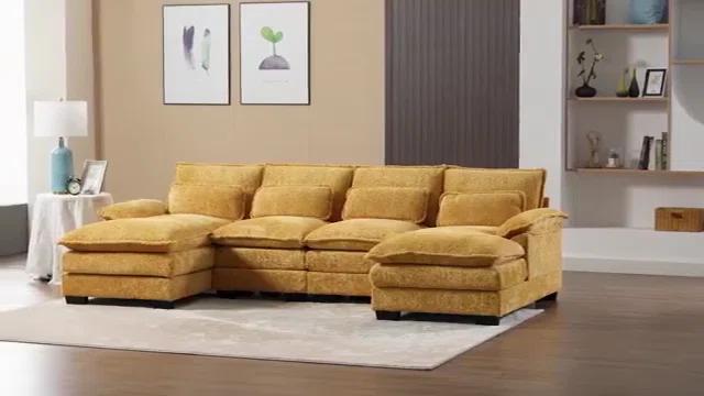 Latitude Run® Millan U Shape Sectional Sofa Cloud Couch, 110" Modern Chenille Comfy Modular Sofa