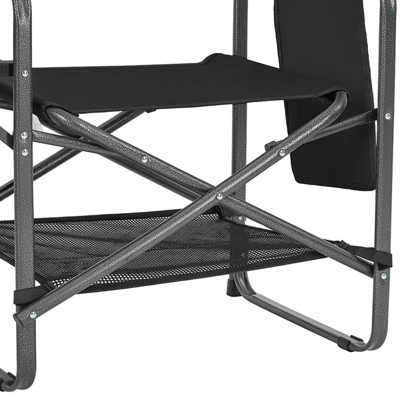 KingCamp KingCamp Outdoor Folding Director Chair w/ Side Table Bottom Mesh Storage, Black
