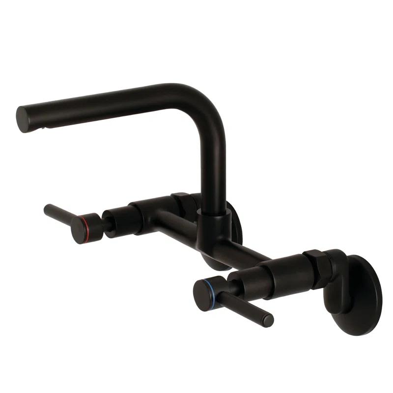 Kingston Brass KS812PN Kingston Brass Concord Double-Handle 2-Hole Wall-Mount Bridge Kitchen Faucet