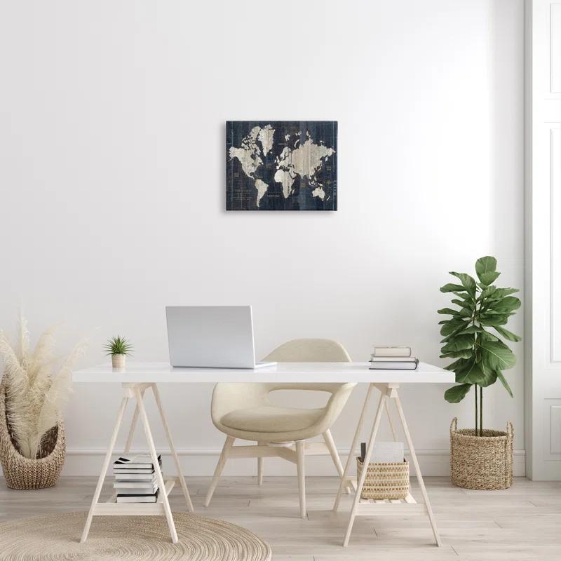 Stupell Industries Distressed Antique World Map Rustic Aesthetic by Wild Apple Portfolio - Graphic Art Print on Canvas