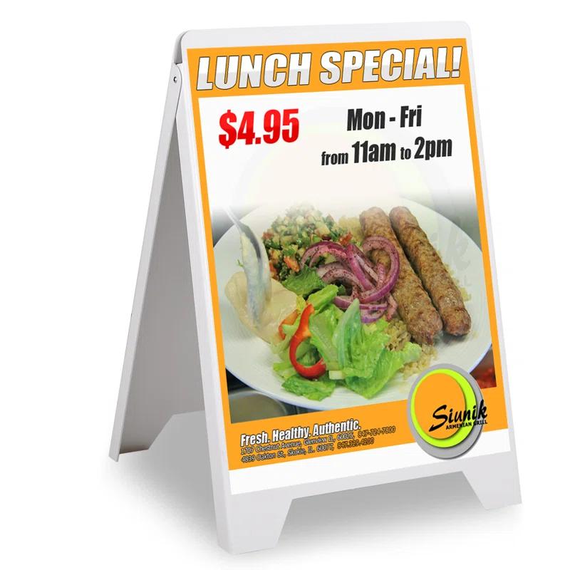 Yescom Double Side Sidewalk A-Frame Sign Sandwich Board PVC White Holds 19 11/16"X32 11/16"Graphic Plastic Panels