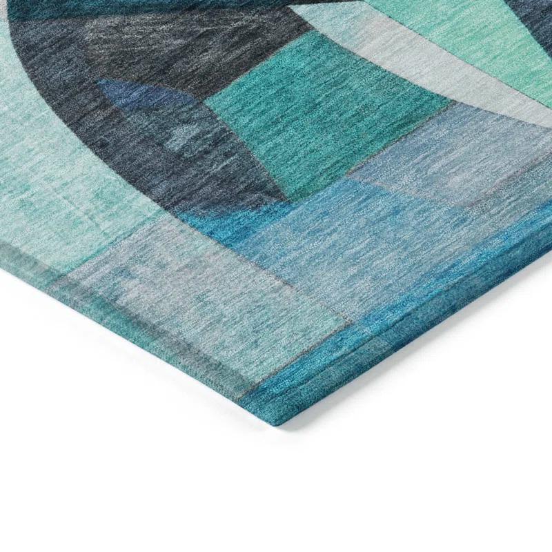 Machine Washable Indoor/Outdoor Chantille Teal Rug