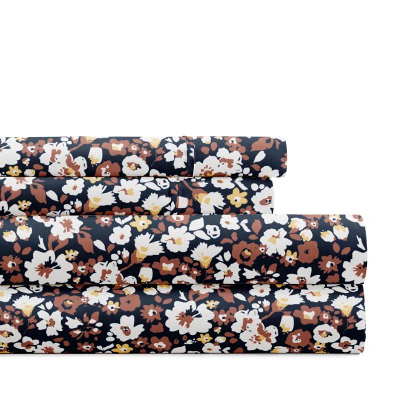 IEnjoy Home 4 Piece Sheet Set Patterned Microfiber Ultra Soft Bedding in Floral Dream