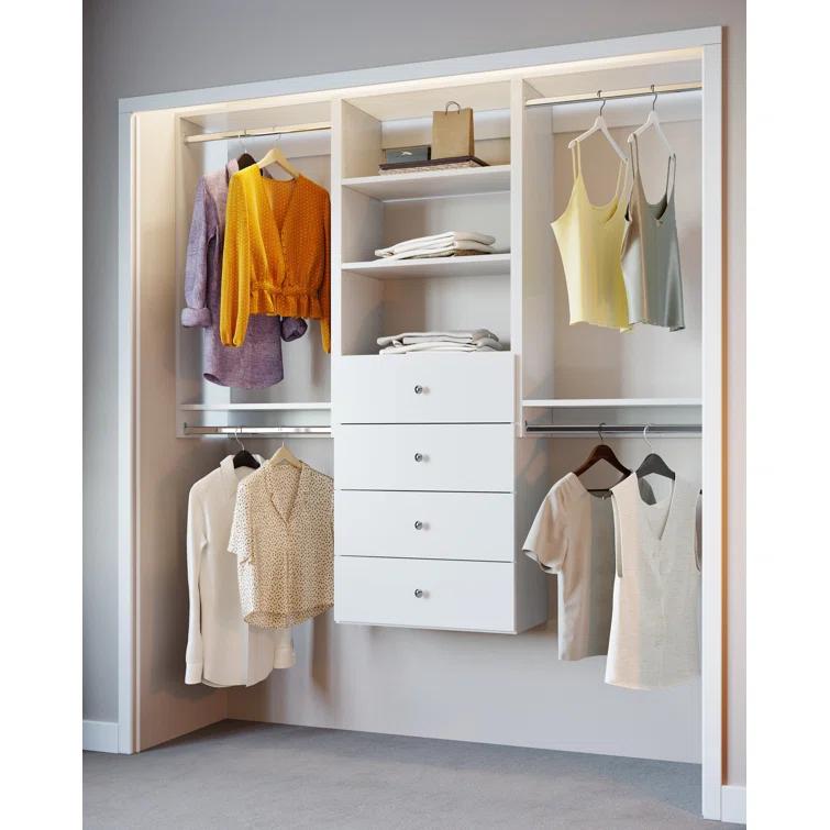 Modular Closets Modular Closets Closet System Walk-In Sets, 2 Double Hanging Unit with 4 Drawer Shelf Tower