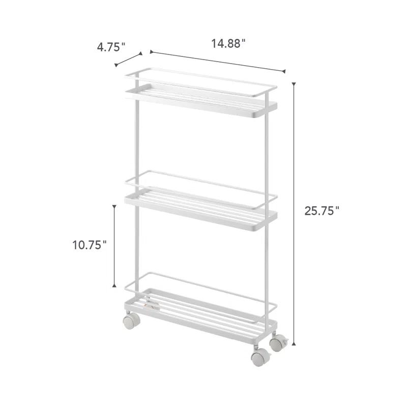 Yamazaki White Steel Rolling Kitchen Storage Cart