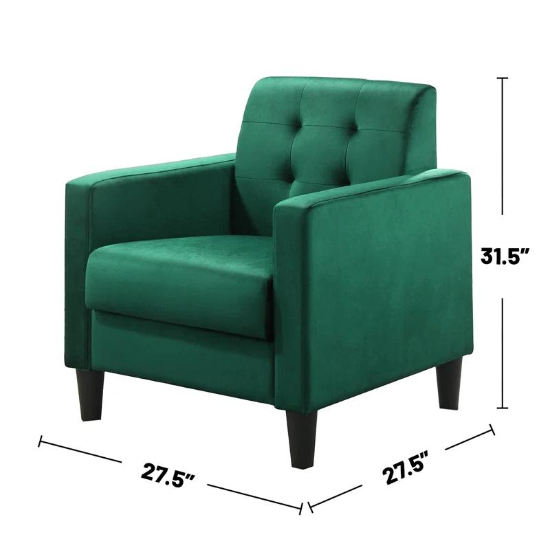 Ebern Designs Velvet Upholstered Accent Armchair With Tufting
