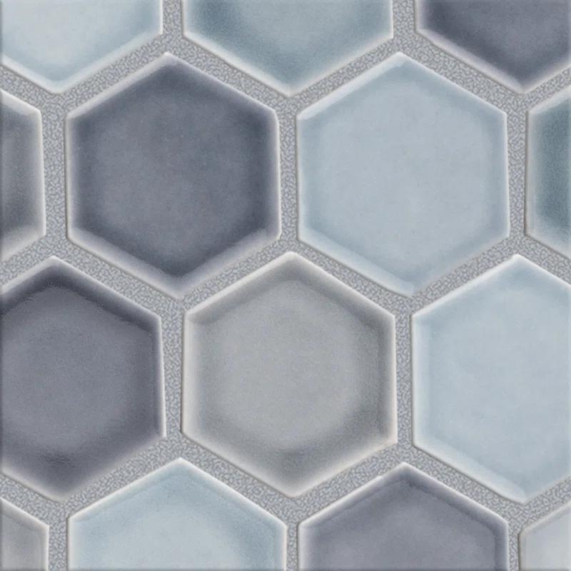 Merola Tile Hudson Due 2" Hex 10-7/8 " x 12-5/8 " Porcelain Mosaic Floor and Wall Tile