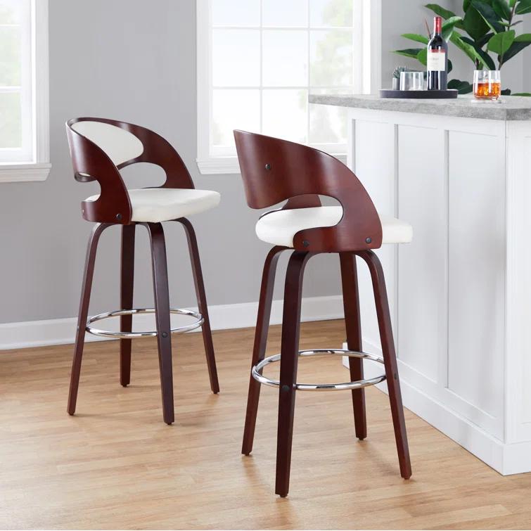 George Oliver Lakyia Swivel Upholstered Counter Stool (Set of 2)