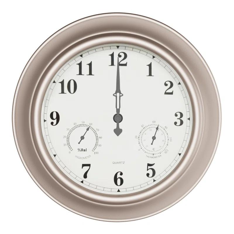 Pure Garden Indoor Outdoor Clock Thermometer Combo - 18-Inch Waterproof Outdoor Wall Clock with Temperature and Humidity by Pure Garden