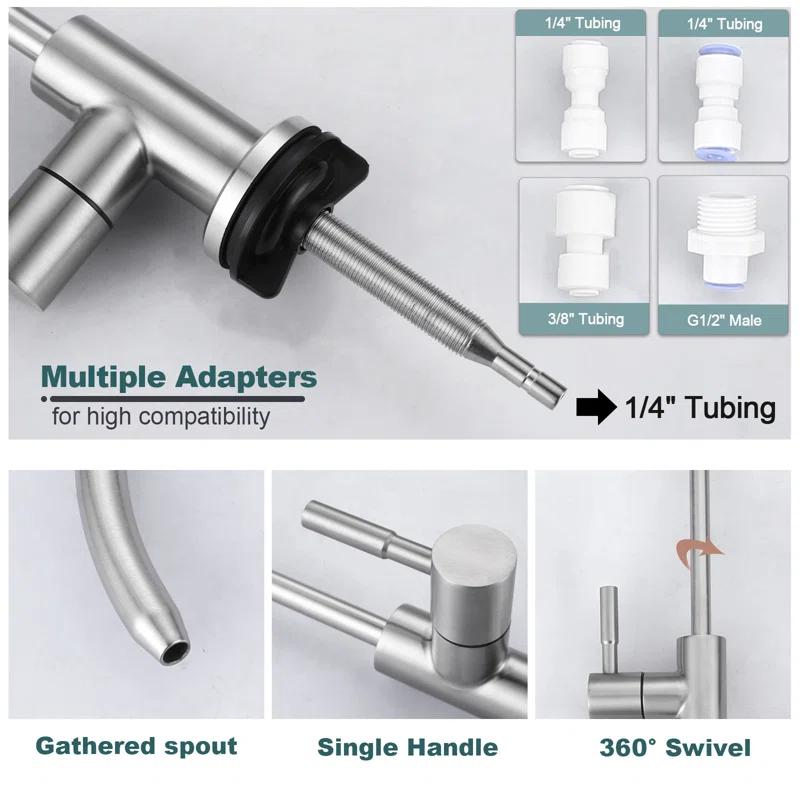 ARCORA ARCORA Stainless Steel Pull-Down Kitchen Faucet and Water Filter Faucet Combo AR7100301-L