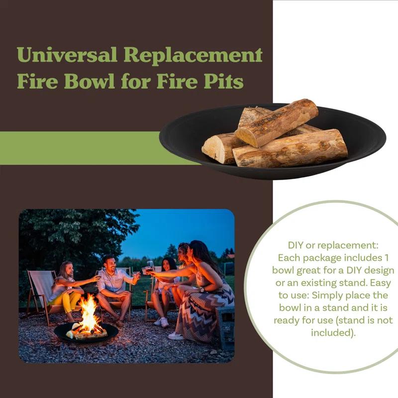 Pure Garden Fire Bowl - 24in Firepit Insert for DIY Fire Ring or Replacement - High Temp Finish Fire Pit Bowl - Fire Pits for Outside Wood Burning by Pure Garden