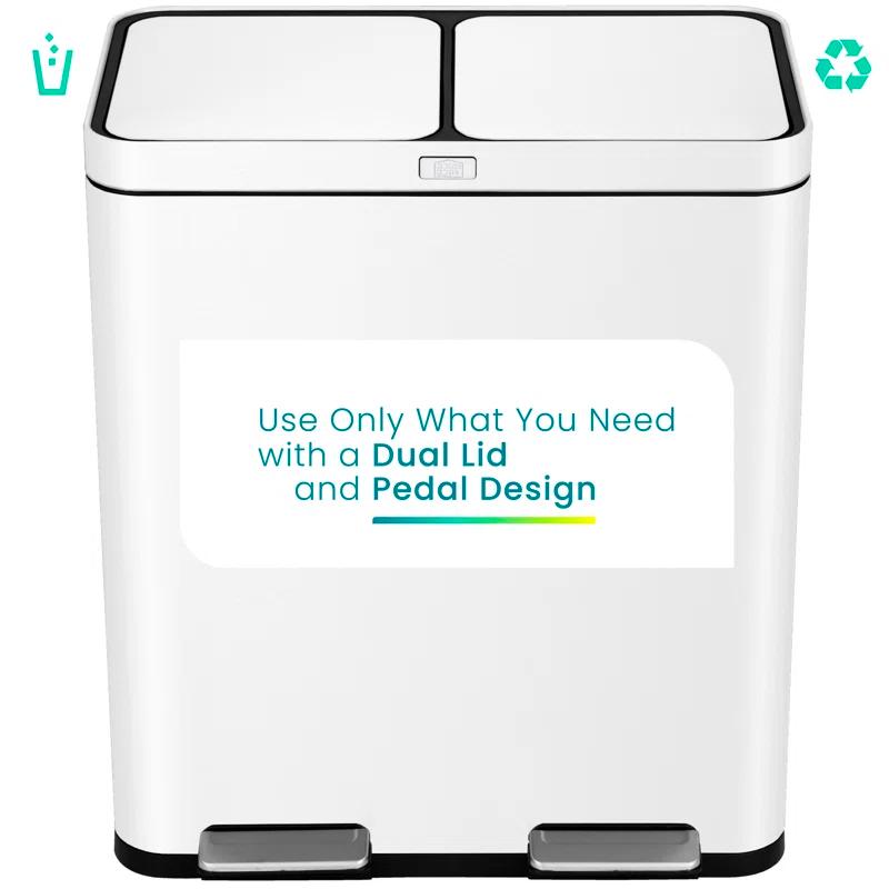 15.8 Gallon Stainless Steel Dual Kitchen Trash Can with CleanAura
