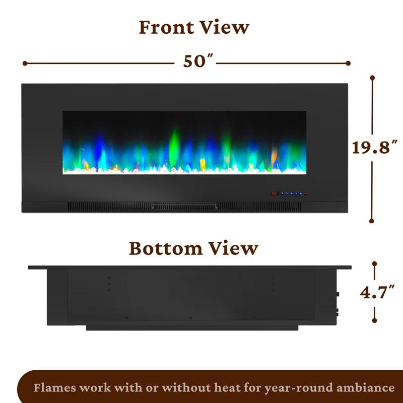 Cambridge Cambridge Wall Mount Electric Fireplace Heater with Remote Control for Indoor Use in Living Room, Bedroom, Home Office