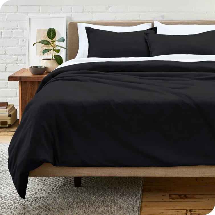 Oversized Queen Dark Blue Double Brushed Duvet Cover Set by Bare Home