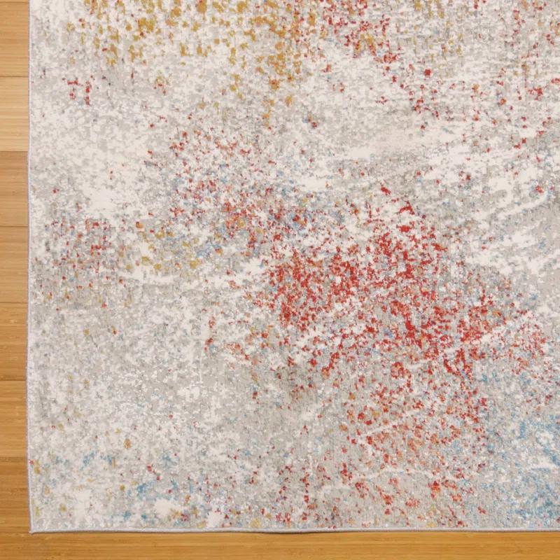 Wade Logan® Crius Shiso Gray Distressed Modern Abstract Viscose Indoor Area Rug