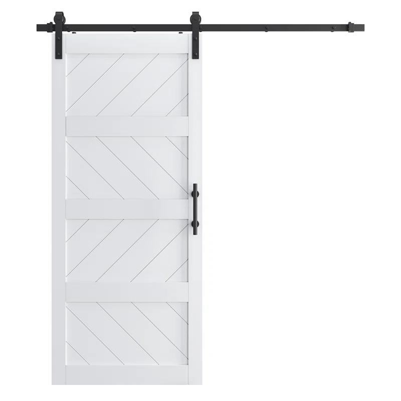 LDB_BUILDING Manufactured Paneled Wood Prefinished Barn Door with Installation Hardware Kit