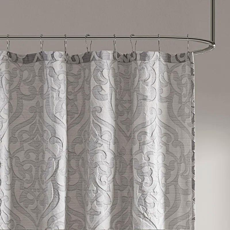 72"x72" Silver Damask Jacquard Shower Curtain