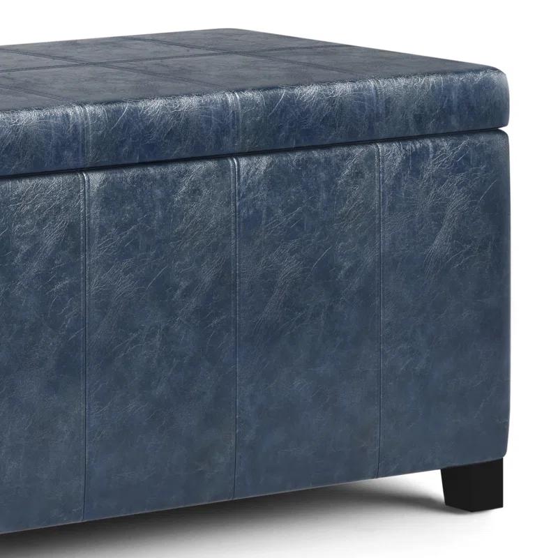Simpli Home Dover 36"W Upholstered Storage Ottoman Bench with Lift-Top and Large Interior Storage