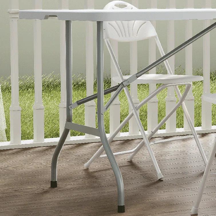 Bring Home Furniture 8Ft Heavy Duty Folding Table, Indoor Outdoor Portable Plastic Picnic Desk with Steel Legs and Handle