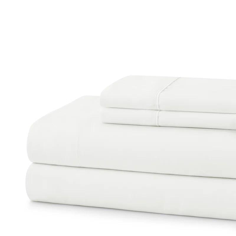 Sweet Home Collection 100% Cotton Percale 4-Piece Solid Sheet Set