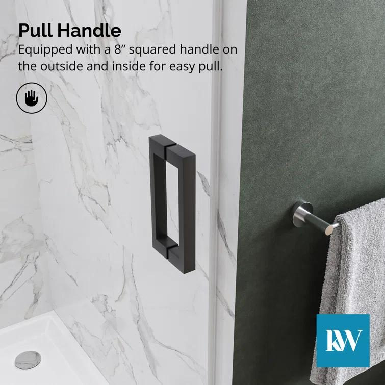 KOBIWORKS Kw03 60 In. W X 76 In. H Single Sliding Frameless Shower Door With 3/8 In. Clear Glass KW036076BL