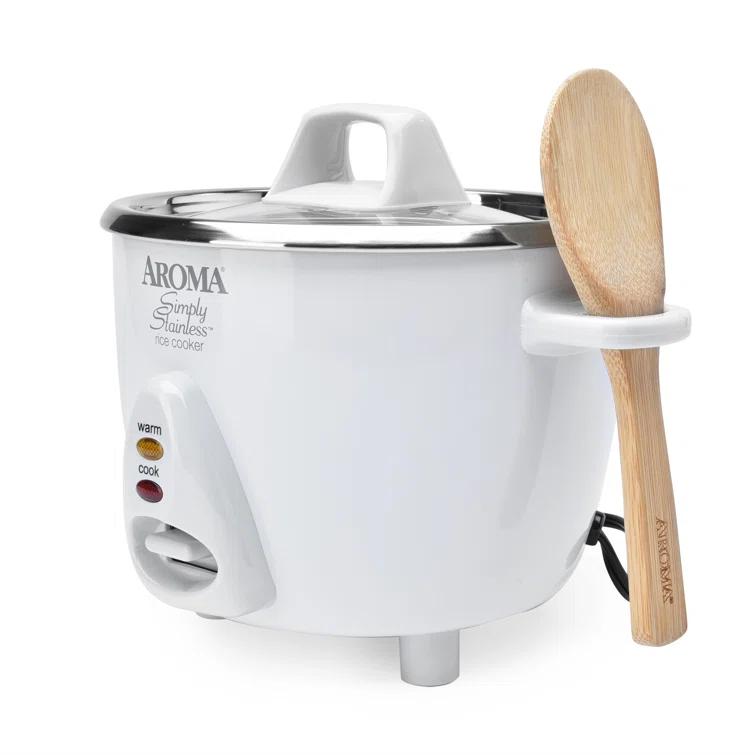 Aroma AROMA® Select Stainless® Pot Style Rice Cooker, 3-Cup (Uncooked) / 6-Cup (Cooked), Stainless Steel Inner Pot
