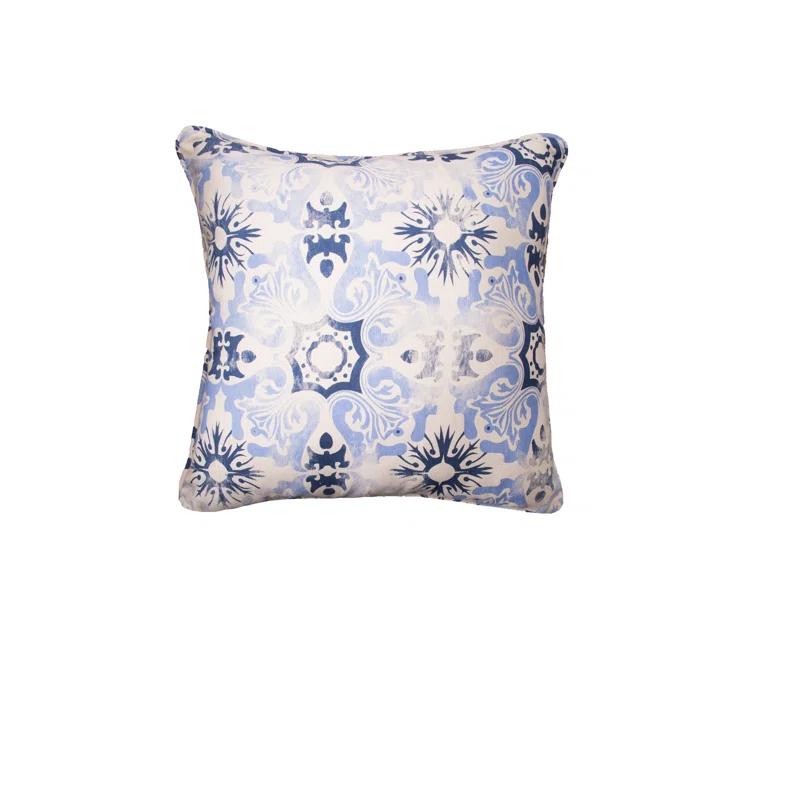 C&F Home Blue Tile Woven Throw Pillow
