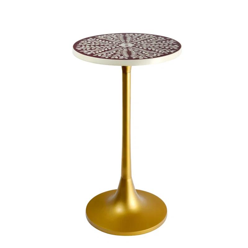 Mercer41 Fredu 25" Modern Bohemian Metal/Resin Inlay Top End Table