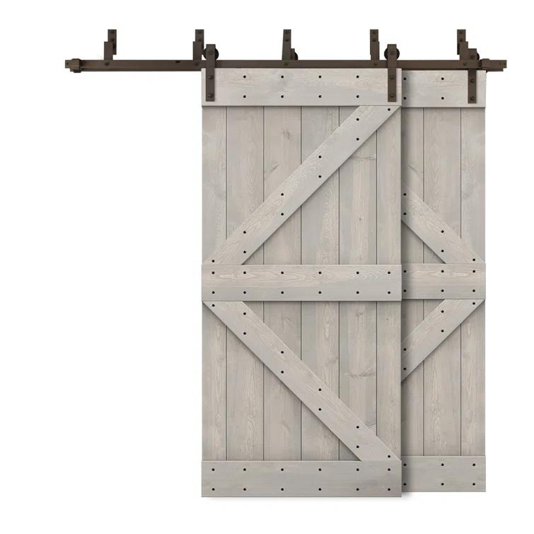 Calhome Paneled Wood and Metal Barn Door with Installation Hardware Kit & Reviews | Wayfair