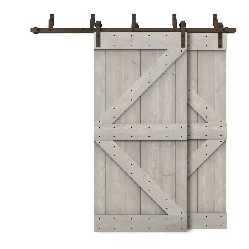 Calhome 84'' Solid Wood Paneled Painted with Installation Hardware Kit Barn Door