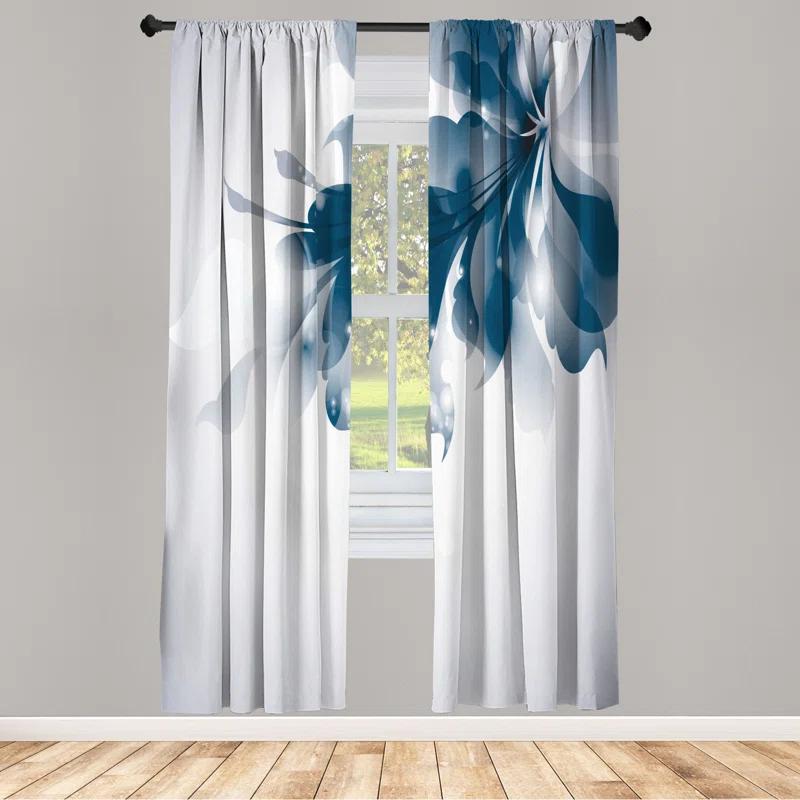 Ambesonne Microfiber Floral Semi-Sheer Rod Pocket Curtain Panels (Set of 2)