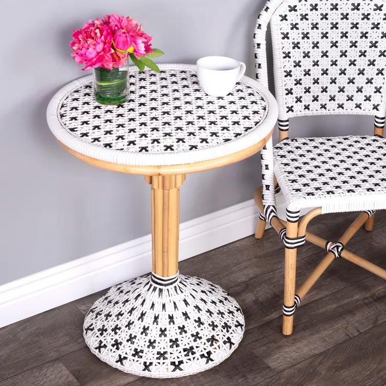 Butler Specialty Tenor Rattan Bistro Table In White And Black