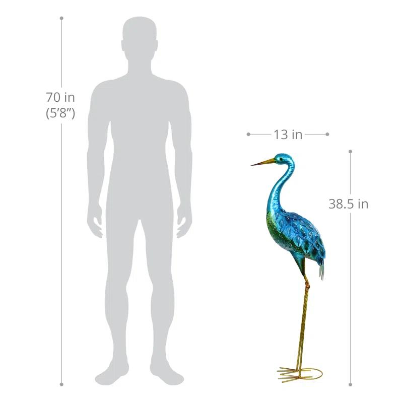 Exhart Exhart Metallic Coastal Crane Garden Statue, 14 by 38 Inches