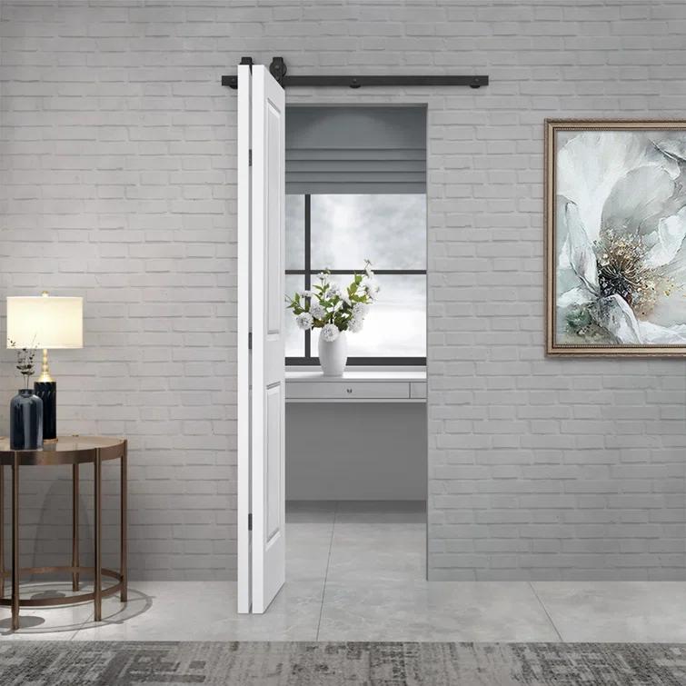 Calhome Paneled MDF Composite Bifold Barn Door with Installation Hardware Kit