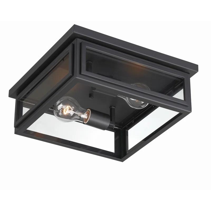 Crystorama Matte Black 2 - Bulb Outdoor Flush Mount