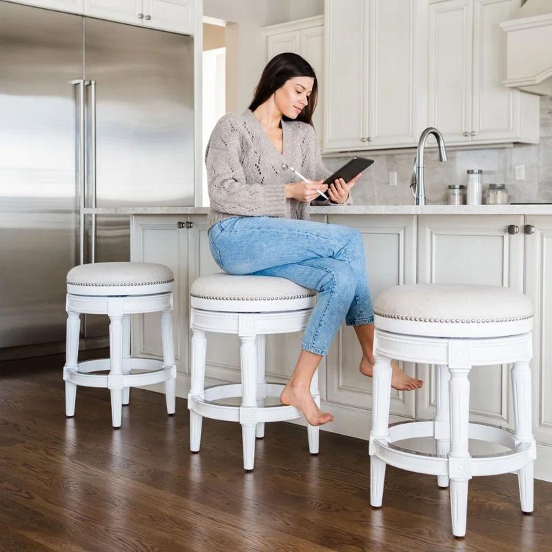 Maven Lane Maven Lane Pullman Backless Stool with Fabric Upholstery