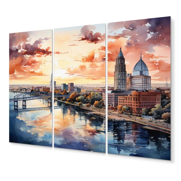 Design Art Jacksonville Bay Florida V " Jacksonville Bay Florida V " 3 - Pieces