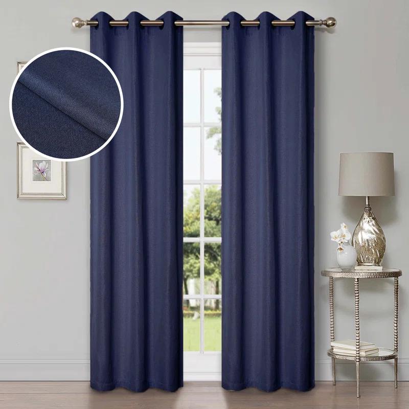 Gracie Oaks Evayah Modern Linen Inspired Classic Solid Room Darkening Curtain Panel (Set of 2)