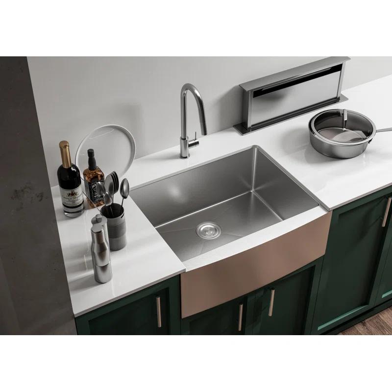 Montgomery 27'' L Farmhouse / Apron Single Bowl Stainless Steel Kitchen Sink