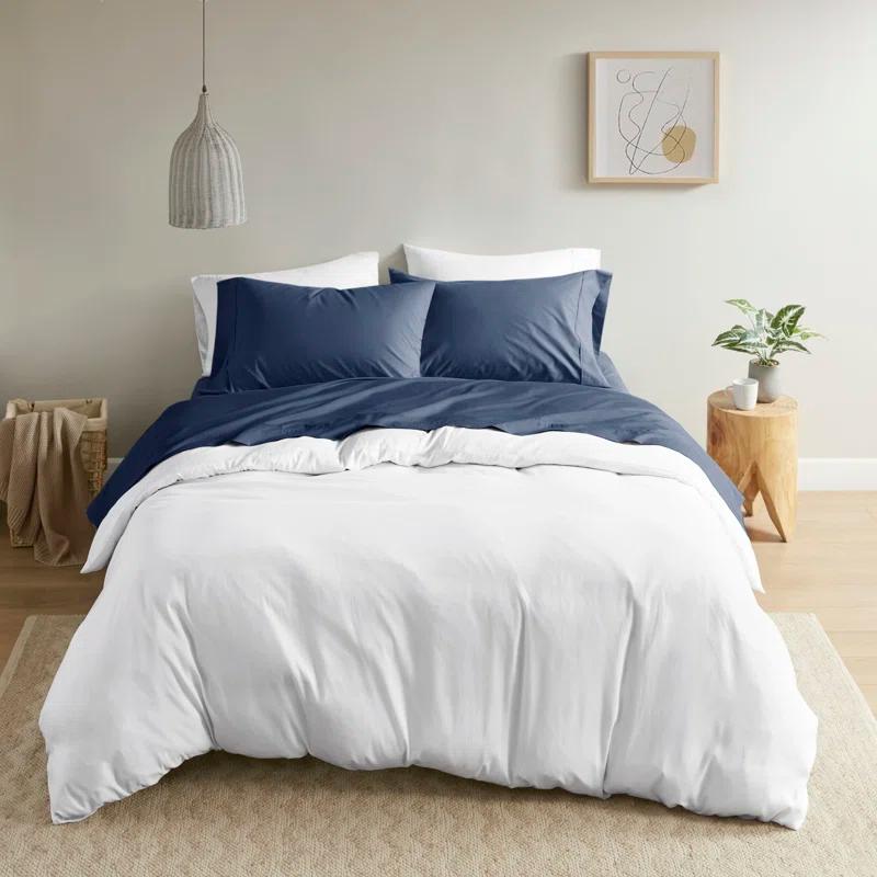 Madison Park Peached Percale 200 Thread Count Relaxed Cotton Percale Sheet Set