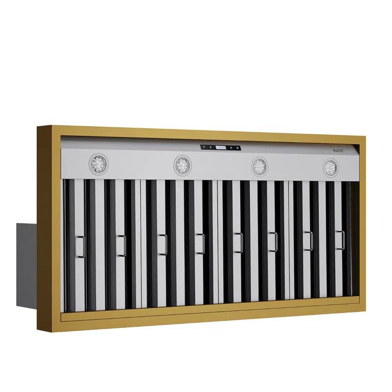 Kucht 48 in. 800 CFM Wall Mounted Range Hood with Gold Accents
