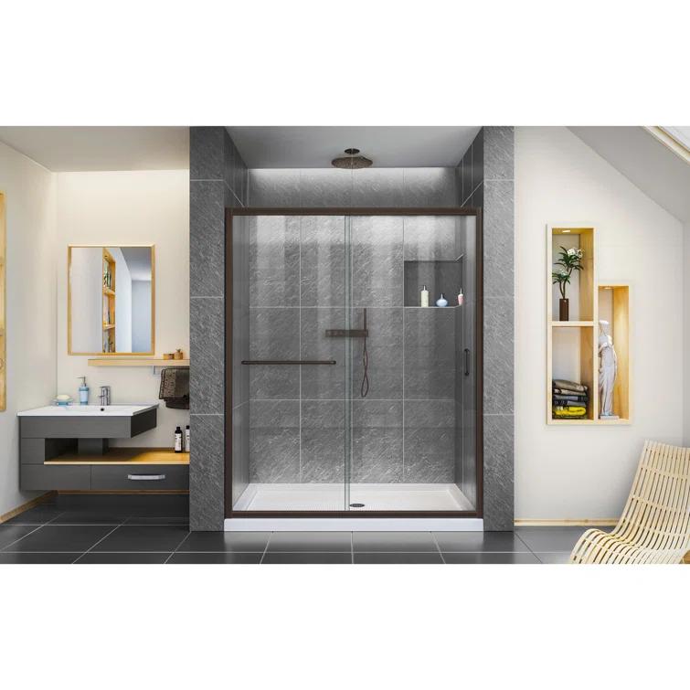 Infinity-Z 60" W x 30" D x 74.75" H Semi-frameless Sliding Shower Kit
