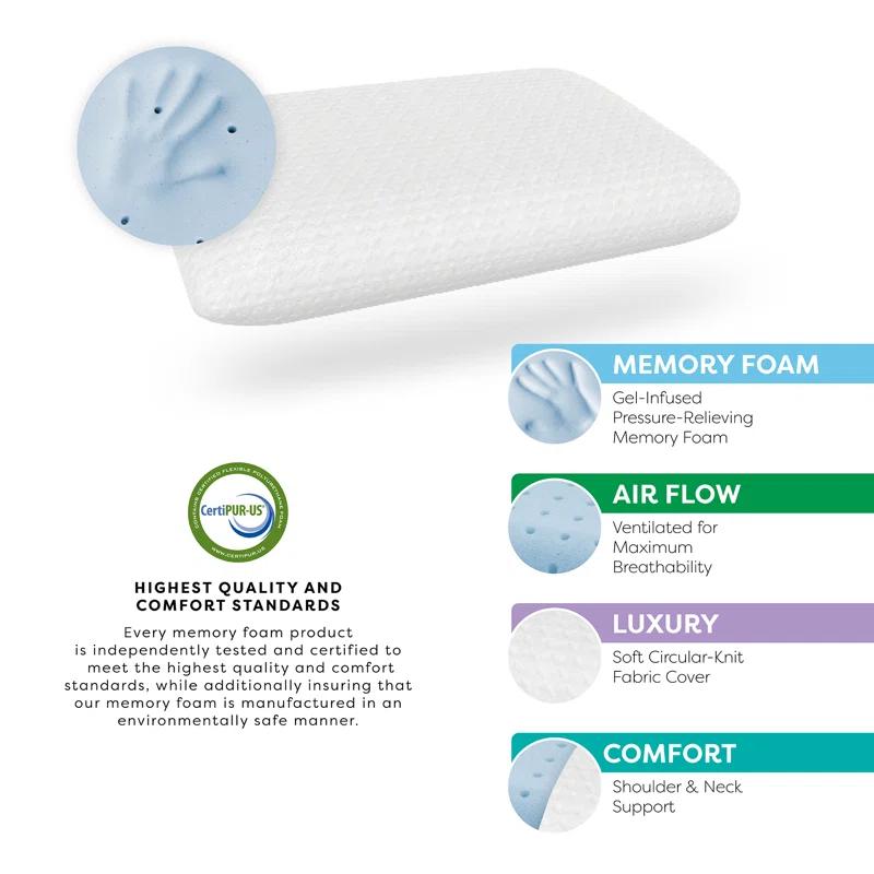 Gel Memory Foam Conventional Pillow